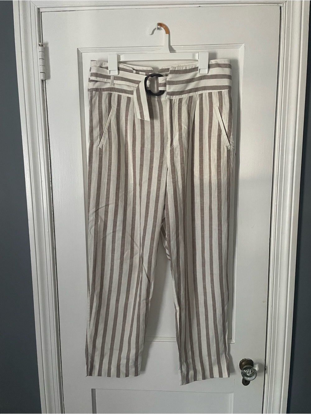 Anthropologie Oasis belted linen blend pants Women’s Size 12